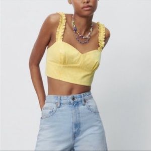 Zara yellow gingham top